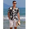 image:imageCOOFANDY Mens Hawaiian Shirts Short Sleeve Tropical Button Down Shirts Floral Summer Beach ShirtBlack  White Flower
