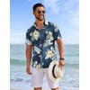 image:imageCOOFANDY Mens Hawaiian Shirts Short Sleeve Tropical Button Down Shirts Floral Summer Beach ShirtBlack  White Leaf