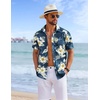 image:imageCOOFANDY Mens Hawaiian Shirts Short Sleeve Tropical Button Down Shirts Floral Summer Beach ShirtBlack  White Leaf