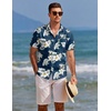image:imageCOOFANDY Mens Hawaiian Shirts Short Sleeve Tropical Button Down Shirts Floral Summer Beach ShirtBlack  White Leaf