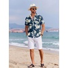image:imageCOOFANDY Mens Hawaiian Shirts Short Sleeve Tropical Button Down Shirts Floral Summer Beach ShirtBlack  White Leaf
