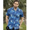 image:imageCOOFANDY Mens Hawaiian Shirts Short Sleeve Tropical Button Down Shirts Floral Summer Beach ShirtBlue  Palm Leaf