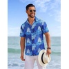 image:imageCOOFANDY Mens Hawaiian Shirts Short Sleeve Tropical Button Down Shirts Floral Summer Beach ShirtBlue  Palm Leaf