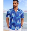 image:imageCOOFANDY Mens Hawaiian Shirts Short Sleeve Tropical Button Down Shirts Floral Summer Beach ShirtBlue  Palm Leaf