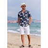 image:imageCOOFANDY Mens Hawaiian Shirts Short Sleeve Tropical Button Down Shirts Floral Summer Beach ShirtDark Blue  Palm Tree