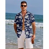 image:imageCOOFANDY Mens Hawaiian Shirts Short Sleeve Tropical Button Down Shirts Floral Summer Beach ShirtDark Blue  Palm Tree