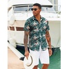 image:imageCOOFANDY Mens Hawaiian Shirts Short Sleeve Tropical Button Down Shirts Floral Summer Beach ShirtGreen  Khaki Flower