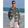image:imageCOOFANDY Mens Hawaiian Shirts Short Sleeve Tropical Button Down Shirts Floral Summer Beach ShirtGreen  Khaki Flower