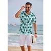 image:imageCOOFANDY Mens Hawaiian Shirts Short Sleeve Tropical Button Down Shirts Floral Summer Beach ShirtLake Green  Palm Tree