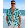 image:imageCOOFANDY Mens Hawaiian Shirts Short Sleeve Tropical Button Down Shirts Floral Summer Beach ShirtLake Green  Palm Tree