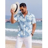 image:imageCOOFANDY Mens Hawaiian Shirts Short Sleeve Tropical Button Down Shirts Floral Summer Beach ShirtLight Blue  Plam Leaf