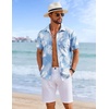 image:imageCOOFANDY Mens Hawaiian Shirts Short Sleeve Tropical Button Down Shirts Floral Summer Beach ShirtLight Blue  Plam Leaf