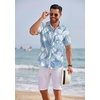 image:imageCOOFANDY Mens Hawaiian Shirts Short Sleeve Tropical Button Down Shirts Floral Summer Beach ShirtLight Blue  Plam Leaf