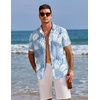 image:imageCOOFANDY Mens Hawaiian Shirts Short Sleeve Tropical Button Down Shirts Floral Summer Beach ShirtLight Blue  Plam Leaf