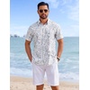 image:imageCOOFANDY Mens Hawaiian Shirts Short Sleeve Tropical Button Down Shirts Floral Summer Beach ShirtLight Blue  White Leaf