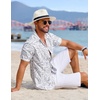 image:imageCOOFANDY Mens Hawaiian Shirts Short Sleeve Tropical Button Down Shirts Floral Summer Beach ShirtLight Blue  White Leaf