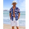 image:imageCOOFANDY Mens Hawaiian Shirts Short Sleeve Tropical Button Down Shirts Floral Summer Beach ShirtNavy Blue  Flamingo