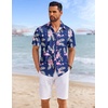 image:imageCOOFANDY Mens Hawaiian Shirts Short Sleeve Tropical Button Down Shirts Floral Summer Beach ShirtNavy Blue  Flamingo