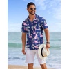 image:imageCOOFANDY Mens Hawaiian Shirts Short Sleeve Tropical Button Down Shirts Floral Summer Beach ShirtNavy Blue  Flamingo