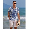 image:imageCOOFANDY Mens Hawaiian Shirts Short Sleeve Tropical Button Down Shirts Floral Summer Beach ShirtNavy Blue  White Leaf
