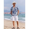 image:imageCOOFANDY Mens Hawaiian Shirts Short Sleeve Tropical Button Down Shirts Floral Summer Beach ShirtNavy Blue  White Leaf