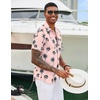image:imageCOOFANDY Mens Hawaiian Shirts Short Sleeve Tropical Button Down Shirts Floral Summer Beach ShirtPink  Palm Tree