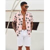 image:imageCOOFANDY Mens Hawaiian Shirts Short Sleeve Tropical Button Down Shirts Floral Summer Beach ShirtPink  Palm Tree