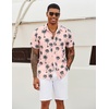 image:imageCOOFANDY Mens Hawaiian Shirts Short Sleeve Tropical Button Down Shirts Floral Summer Beach ShirtPink  Palm Tree