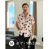 image:imageCOOFANDY Mens Hawaiian Shirts Short Sleeve Tropical Button Down Shirts Floral Summer Beach ShirtPink  Palm Tree
