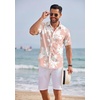 image:imageCOOFANDY Mens Hawaiian Shirts Short Sleeve Tropical Button Down Shirts Floral Summer Beach ShirtPink  White Flower