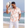 image:imageCOOFANDY Mens Hawaiian Shirts Short Sleeve Tropical Button Down Shirts Floral Summer Beach ShirtPink  White Flower