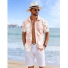 image:imageCOOFANDY Mens Hawaiian Shirts Short Sleeve Tropical Button Down Shirts Floral Summer Beach ShirtPink  White Flower