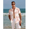 image:imageCOOFANDY Mens Hawaiian Shirts Short Sleeve Tropical Button Down Shirts Floral Summer Beach ShirtPink  White Flower