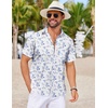 image:imageCOOFANDY Mens Hawaiian Shirts Short Sleeve Tropical Button Down Shirts Floral Summer Beach ShirtWhite  Blue Floral
