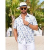 image:imageCOOFANDY Mens Hawaiian Shirts Short Sleeve Tropical Button Down Shirts Floral Summer Beach ShirtWhite  Blue Floral