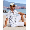 image:imageCOOFANDY Mens Hawaiian Shirts Short Sleeve Tropical Button Down Shirts Floral Summer Beach ShirtWhite  Blue Floral