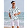 image:imageCOOFANDY Mens Hawaiian Shirts Short Sleeve Tropical Button Down Shirts Floral Summer Beach ShirtWhite  Blue Leaves