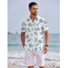 image:imageCOOFANDY Mens Hawaiian Shirts Short Sleeve Tropical Button Down Shirts Floral Summer Beach ShirtWhite  Blue Leaves