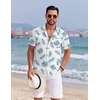image:imageCOOFANDY Mens Hawaiian Shirts Short Sleeve Tropical Button Down Shirts Floral Summer Beach ShirtWhite  Blue Leaves