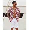 image:imageCOOFANDY Mens Hawaiian Shirts Short Sleeve Tropical Button Down Shirts Floral Summer Beach ShirtWine Red  White Floral