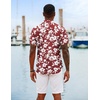 image:imageCOOFANDY Mens Hawaiian Shirts Short Sleeve Tropical Button Down Shirts Floral Summer Beach ShirtWine Red  White Floral