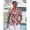 image:imageCOOFANDY Mens Hawaiian Shirts Short Sleeve Tropical Button Down Shirts Floral Summer Beach ShirtWine Red  White Floral