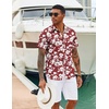 image:imageCOOFANDY Mens Hawaiian Shirts Short Sleeve Tropical Button Down Shirts Floral Summer Beach ShirtWine Red  White Floral