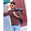 image:imageCOOFANDY Mens Henley Shirts Long Sleeve TShirt Lightweight Fashion Casual Pullover Tee ShirtDark Red