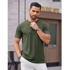 image:imageCOOFANDY Mens Henley Shirts Short Sleeve Casual Basic Tee Summer Button Henley Soild T ShirtsArmy Green