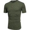 image:imageCOOFANDY Mens Henley Shirts Short Sleeve Casual Basic Tee Summer Button Henley Soild T ShirtsArmy Green