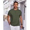 image:imageCOOFANDY Mens Henley Shirts Short Sleeve Casual Basic Tee Summer Button Henley Soild T ShirtsArmy Green