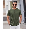image:imageCOOFANDY Mens Henley Shirts Short Sleeve Casual Basic Tee Summer Button Henley Soild T ShirtsArmy Green