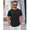 image:imageCOOFANDY Mens Henley Shirts Short Sleeve Casual Basic Tee Summer Button Henley Soild T ShirtsBlack