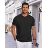 image:imageCOOFANDY Mens Henley Shirts Short Sleeve Casual Basic Tee Summer Button Henley Soild T ShirtsBlack